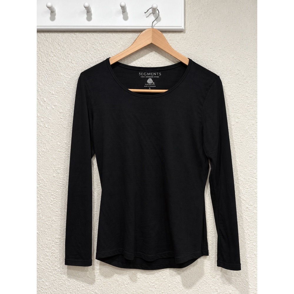 Segments Women's Base Layer Top 100% Merino Wool Black Size L Outdoor Hiking